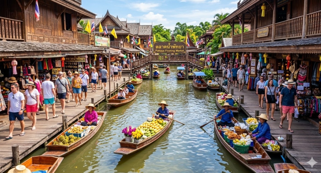 FLOATING MARKET PATTAYA (ENTRANCE TICKET WITHPRIVATE PICK UP AND DROP PATTAYA HOTEL)